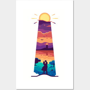 Romantic sunset by the sea Posters and Art